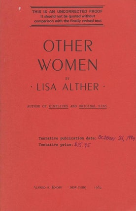 Item #160] Other Women. Lisa Alther