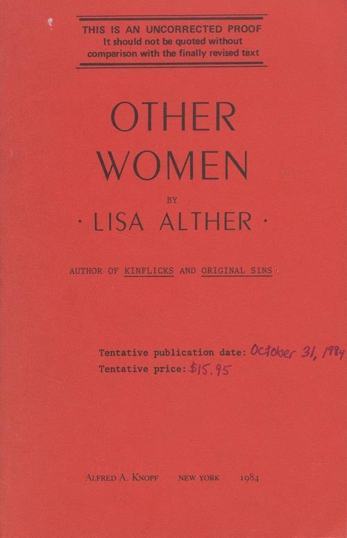 [Item #160] Other Women. Lisa Alther.