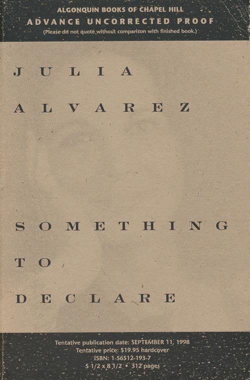 [Item #189] Something to Declare. Julia Alvarez.