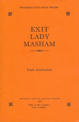 Item #313] Exit Lady Masham. Louis Auchincloss
