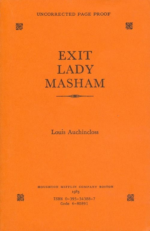 [Item #313] Exit Lady Masham. Louis Auchincloss.