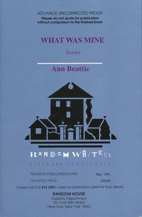 Item #1266] What was Mine-Stories. Ann Beattie
