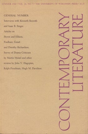 Item #3712] Contemporary Literature: Summer 1969, Volume 10, Number 3 William Faulkner and...