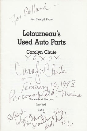 Item #43220] Letourneau's Used Auto Parts. Carolyn Chute