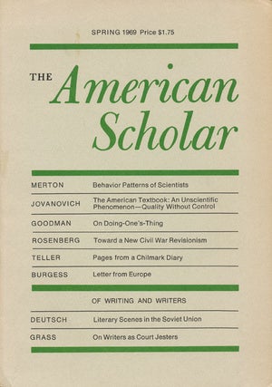 Item #45865] The American Scholar Spring 1969, Volume 38, Number 2. Hiram Haydn