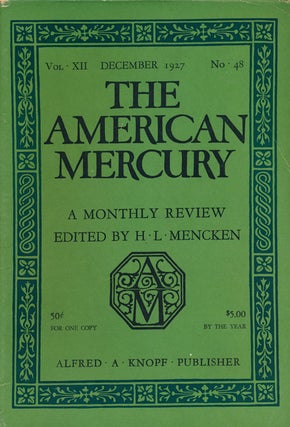 Item #46788] The Jury The American Mercury December, 1927. Sherwood Anderson, J. Frank Dobie