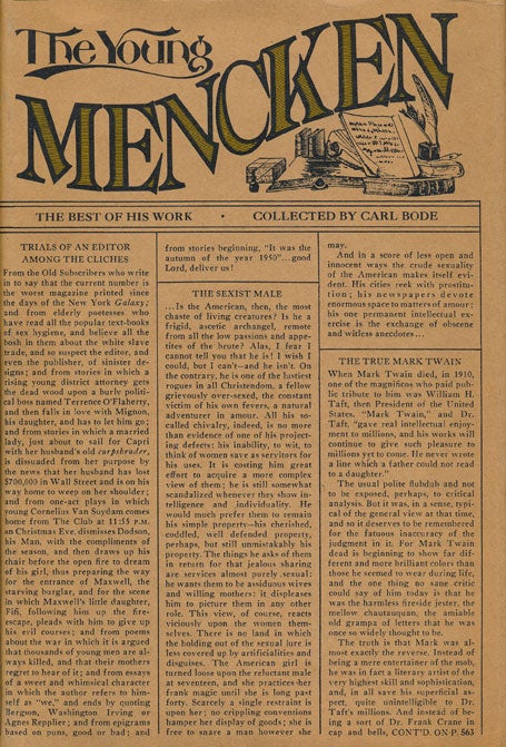 [Item #48455] The Young Mencken The Best of His Work Collected by Carl Bode. H. L. Mencken.