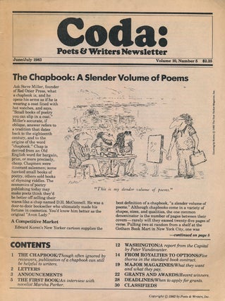 Item #53397] CODA: Poets & Writers Newsletter June/july, 1983 Volume 10, Number 5. Edmund White