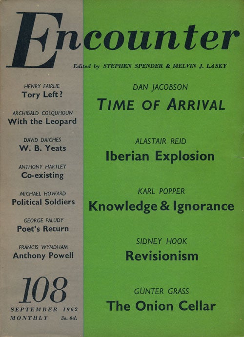 [Item #53572] Encounter: September 1962, Volume XIX, Number 3. Gunter Grass, Alastair Reid, Dan Jacobson, Sidney Hook, Henry Fairlie, Etc.