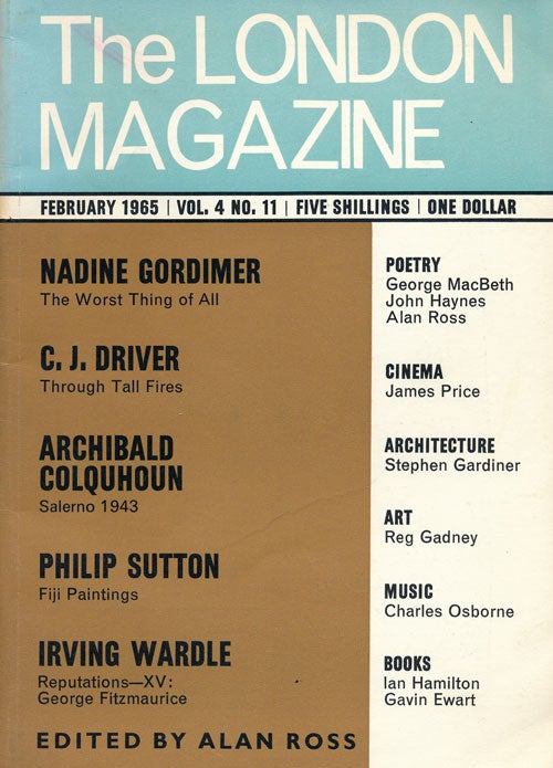 [Item #53649] The London Magazine February 1965, Volume 4, Number 11. Nadine Gordimer, C. J. Driver, Philip Sutton, Alan Ross, Etc.