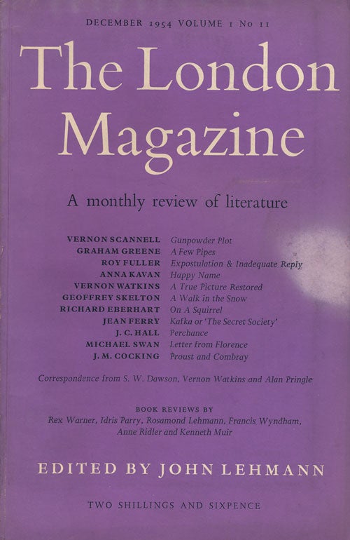 [Item #53663] The London Magazine December 1954, Volume I, Number II. Graham Greene, Roy Fuller, Anna Kavan, Jean Ferry, Etc.