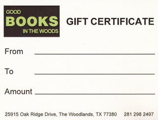 Item #57108] Gift Certificate $20. Good Books In The Woods