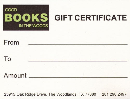 [Item #57108] Gift Certificate $20. Good Books In The Woods.