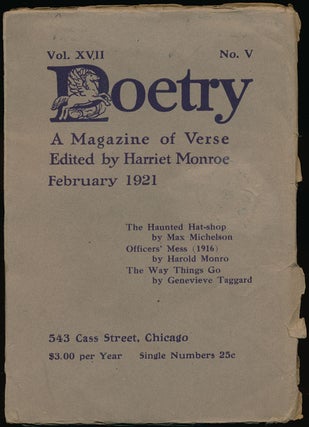 Item #60009] Poetry: a Magazine of Verse February 1921. Max Michelson, Harold Monro, Genevieve...