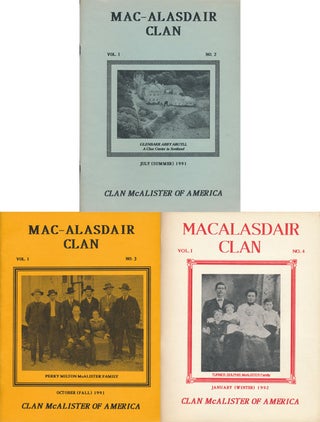Item #63119] Mac-Alasdair Clan, Quarterly Journal of the Clan Mcalister of America(Set of 3) Vol....