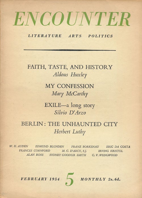 [Item #66171] Encounter 5, Volume 11, Number 2, February 1954 Literature Arts Politics. Huxley Aldous, Mary McCarthy, W. H. Auden, Edmund Blunden, Alan Ross.