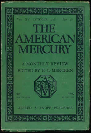 Item #66559] The American Mercury, October 1928 Volume XV, Number 58. Carl Sandburg, Marquis W....
