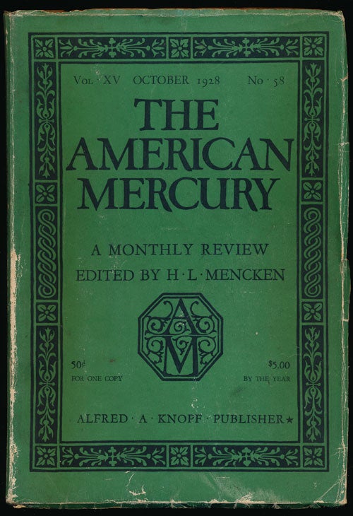 [Item #66560] The American Mercury, October 1928 Volume XV, Number 58. Carl Sandburg, Marquis W. Childs, H. L. Mencken.