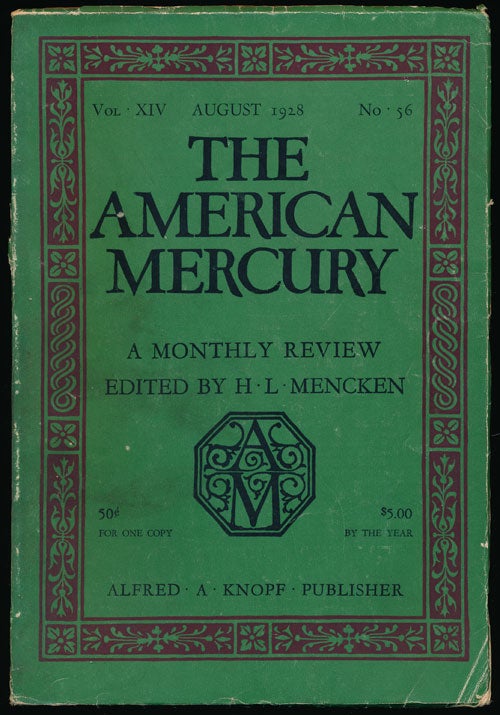 [Item #66561] The American Mercury, August 1928. Carl Sandburg, H. L. Mencken.
