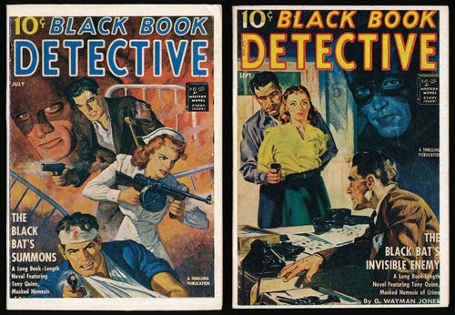 [Item #67233] Black Book Detective Magazine - 2 Issues The Black Bat's Summons and the Black Bat's Invisible Enemy. G. Wayman Jones.
