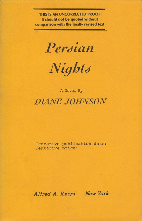 [Item #68214] Persian Nights A Novel. Diane Johnson.