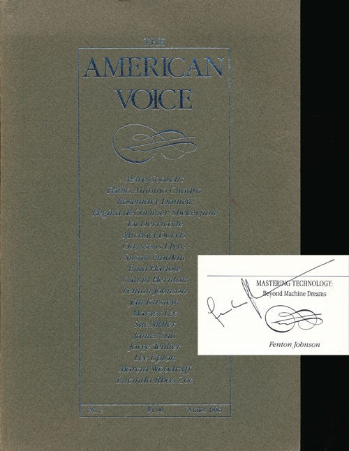 [Item #68340] The American Voice Winter, 1986, Number 5. Fenton Johnson, Mark Coovelis, Rosemary Daniell, Michael Dorris, Susan Fradkin, Etc.