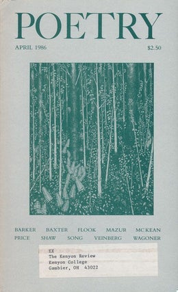 Item #69066] Poetry Volume CXLVIII, Number 1, April 1986. Reynolds Price, Charles Baxter