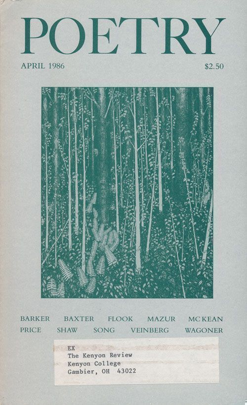 [Item #69066] Poetry Volume CXLVIII, Number 1, April 1986. Reynolds Price, Charles Baxter.
