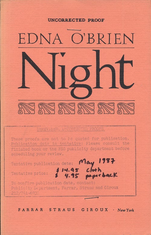 [Item #74902] Night. Edna O'Brien.