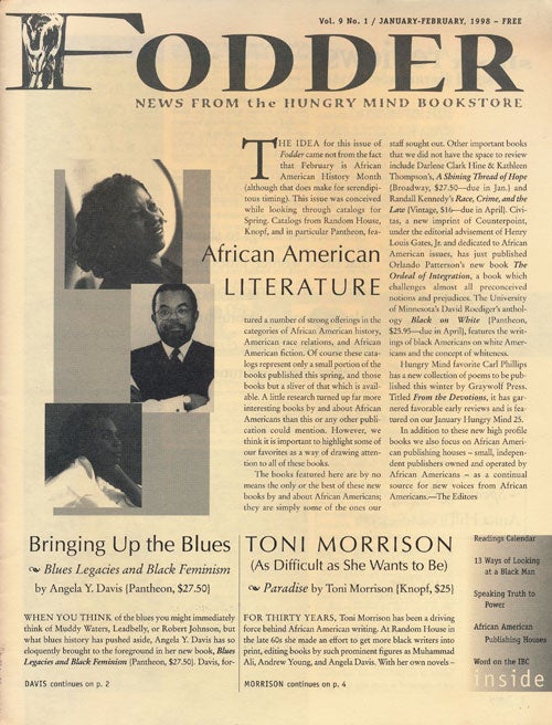 [Item #76246] Fodder: News from the Hungry Mind Bookstore Volume 9, Number 1, January-February, 1998. Toni Morrison.