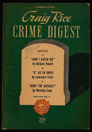 Item #78132] Craig Rice Crime Digest Vol No 2 (November-December 1946). Richard Powell, Lawrence...