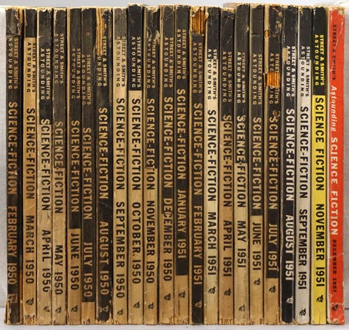 [Item #78253] Astounding Science Fiction February 1950 - December 1951, Run of 23 Sequential Complete Issues. Hubbard, Van Vogt, Sprague De Camp, Clement, Robinson, Piper, Williamson, Asimov, Blish, Leiber, Vance.