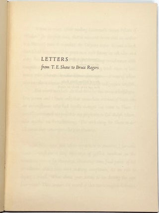 The Odyssey of Homer and Letters from T. E. Shaw to Bruce Rogers and More Letters from T. E. Shaw to Bruce Rogers