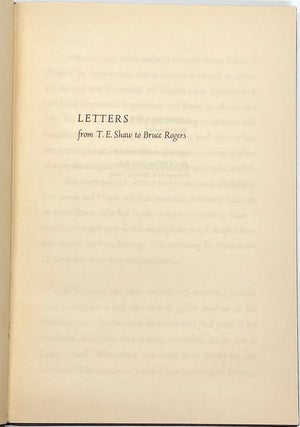 The Odyssey of Homer and Letters from T. E. Shaw to Bruce Rogers and More Letters from T. E. Shaw to Bruce Rogers