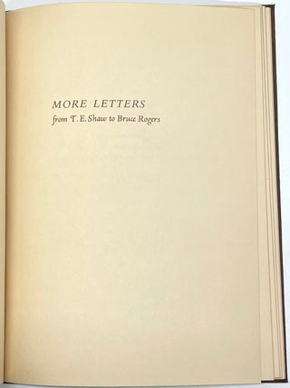 The Odyssey of Homer and Letters from T. E. Shaw to Bruce Rogers and More Letters from T. E. Shaw to Bruce Rogers